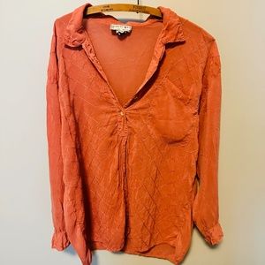 Vtg Johnny Was - Silky Dusty Rose Button Down - Sz L